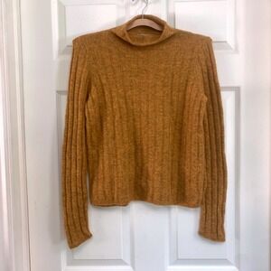 Madewell Wool Blend Mock Neck Sweater Women’s Small Mustard Yellow Cozy